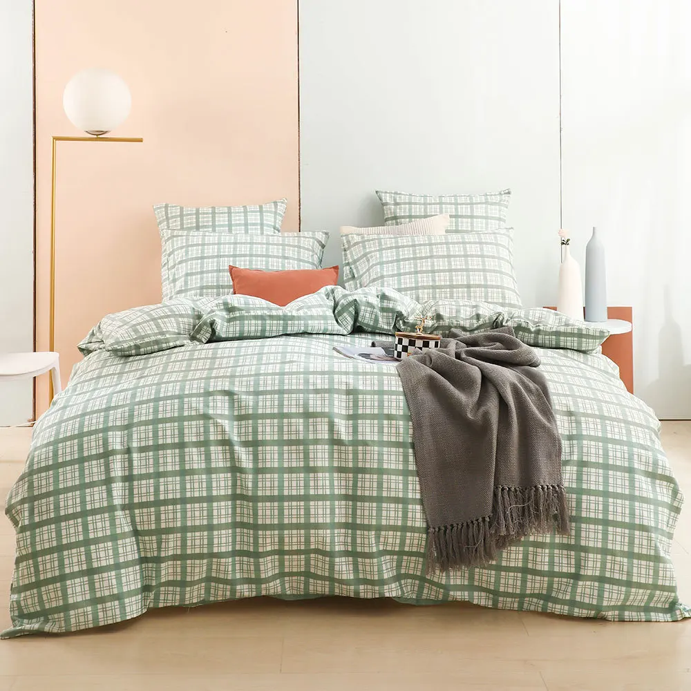

Комплект постельного белья в клетку, геометрический квадратный Комплект постельного белья зеленого и синего цвета, пододеяльник для однос...