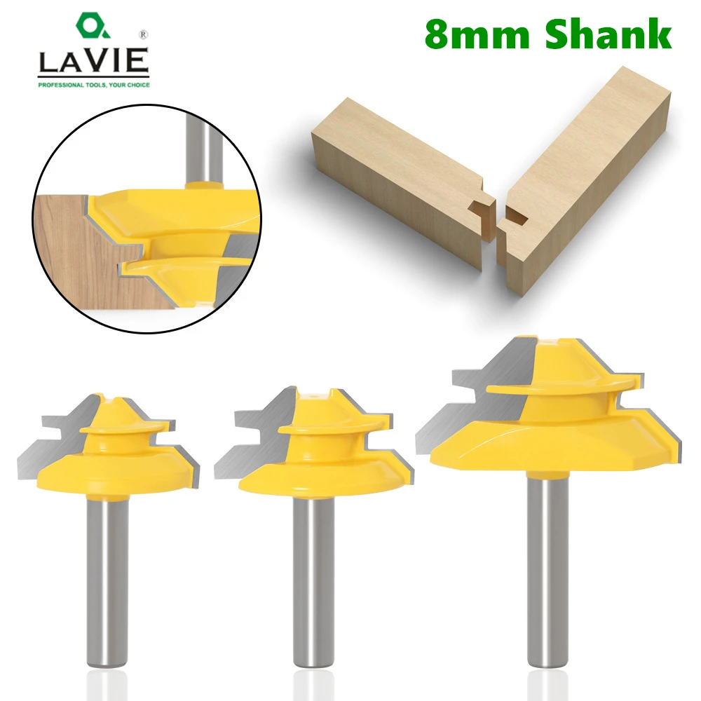 

1PC 8MM End Mill Shank 45 Degree Lock Miter Router Bit Tenon Milling Cutter Woodworking Tool For Wood Tools