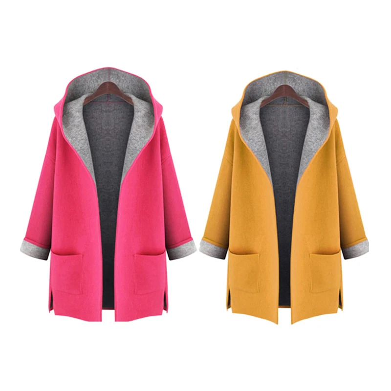 Пальто с капюшоном Открытое Спереди: одна (фото) или два (оформление) | Женская