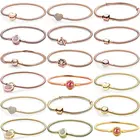 Женский серебряный, розовый, золотой браслет-цепочка со сверкающими шариками в форме сердца, короной, змеей, для популярного браслета, бусины, очаровательные ювелирные изделия для рукоделия