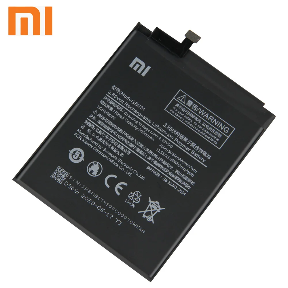 Аккумулятор Xiao Mi Xiaomi BN31 для mi 5X Mi5X Redmi A1 Note 5A REDMI S2 Y1 Lite Y2 | Мобильные телефоны и