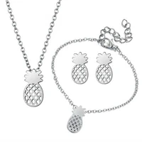 popular fruit pineapple pendant necklaces bracelet earrings for women party gift jewelry sets