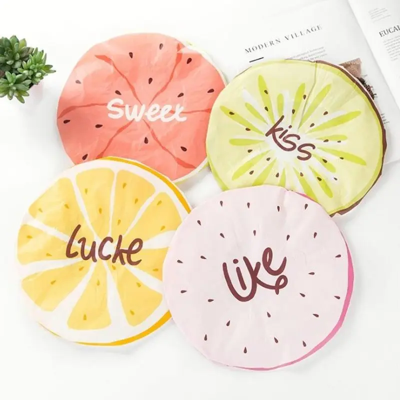 

Reusable Elastic Cute Fruit Design Waterproof Bath Hat Salon Hair Hat Girls Women Kids Shower Caps Bathroom Products