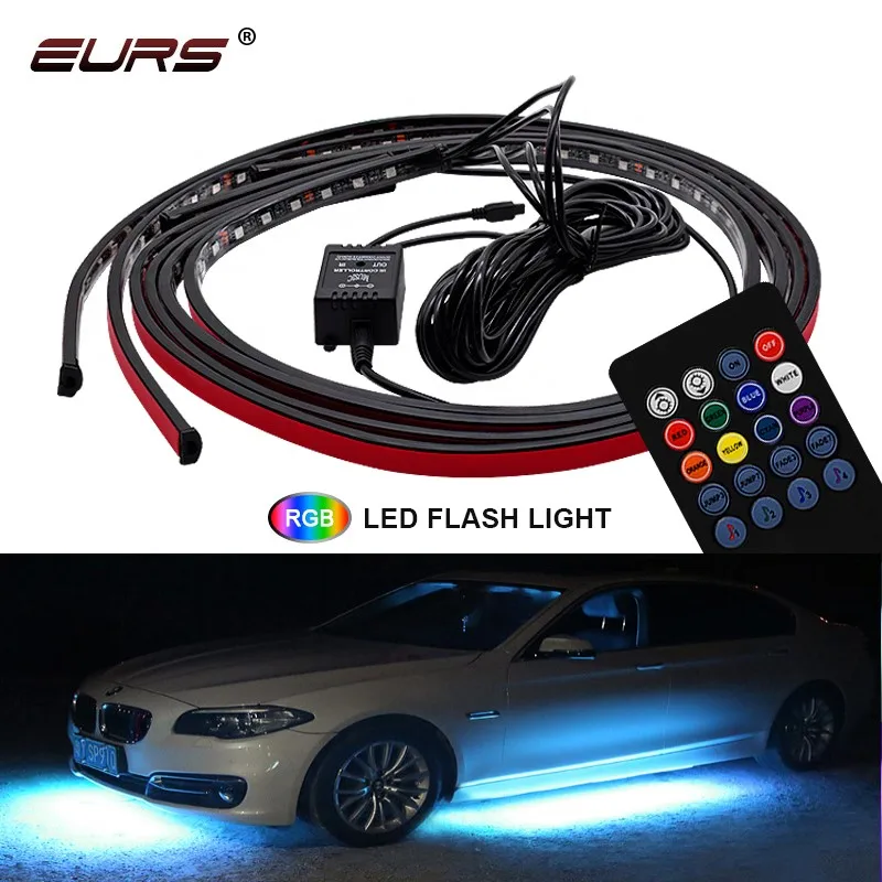

4 шт. автомобиль Underglow гибкий Светодиодные ленты RGB автомобилей Атмосфера светильник s музыки для различных световых эффектов с приложение ...