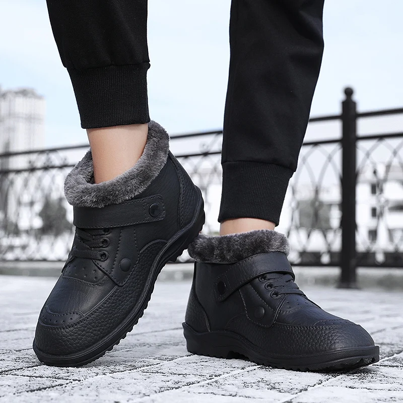 

2021 Factory Direct Sale PU Upper Warm And Velvet Non-Slip Comfortable Flat Sports Snow Ankle Boots Men's Boots
