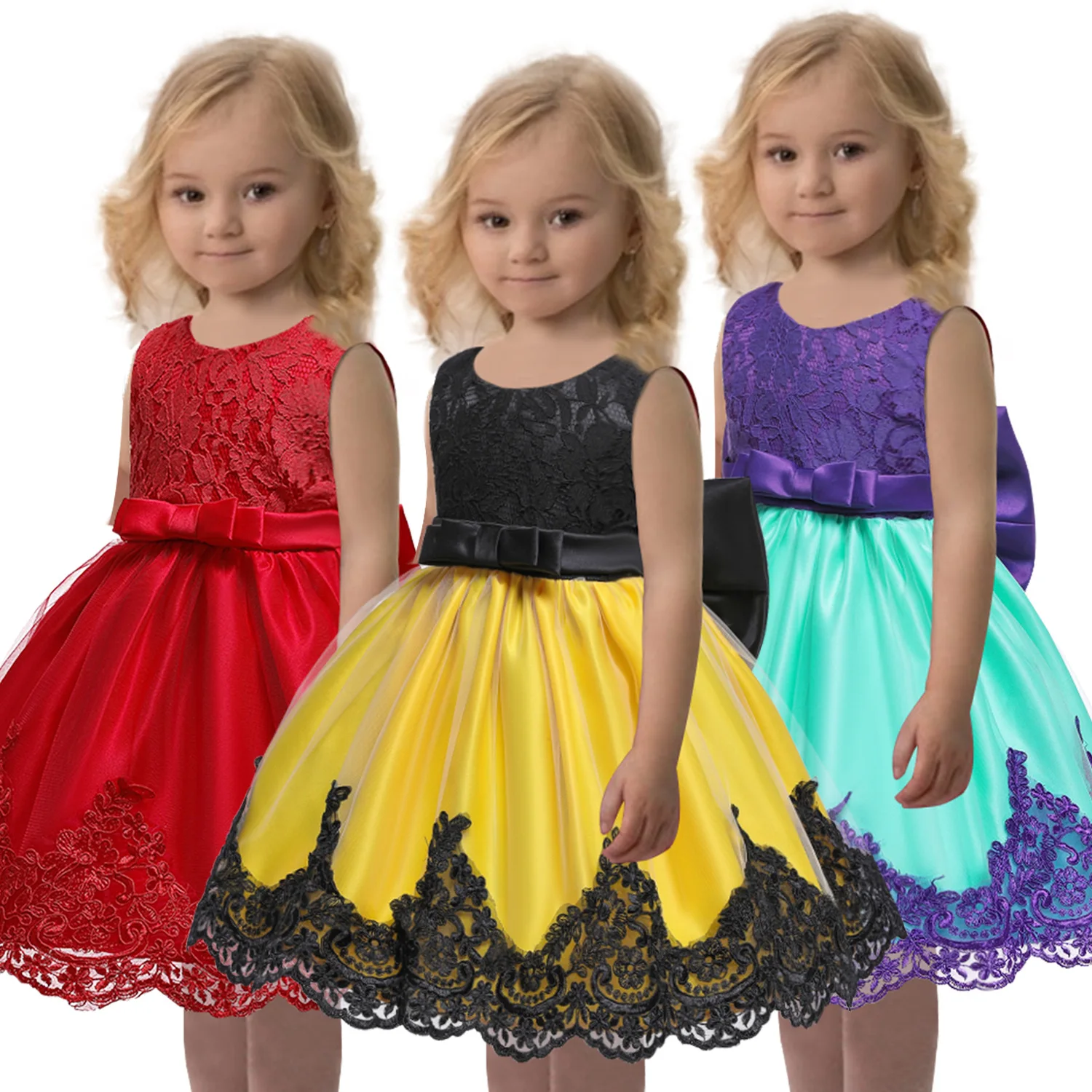 

2020 new fashion children's clothing Princess lace stitching dress