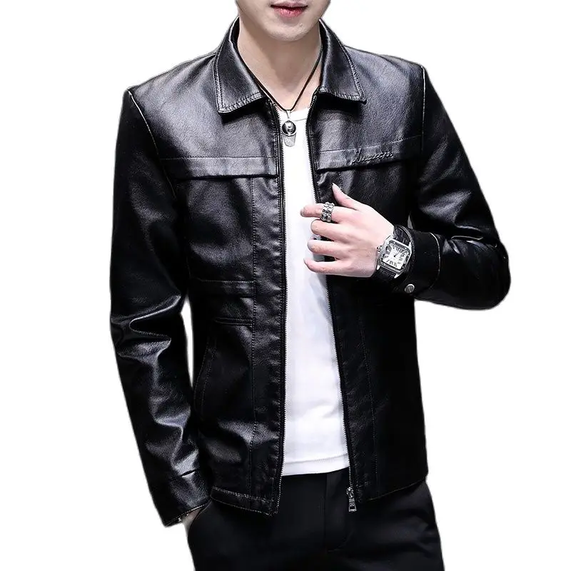

Men Spring Black Soft Faux Leather Jacket Mens Hip Hop Motorcycle Jacket Leather Male Oversize Streetwear Pockets Clothes