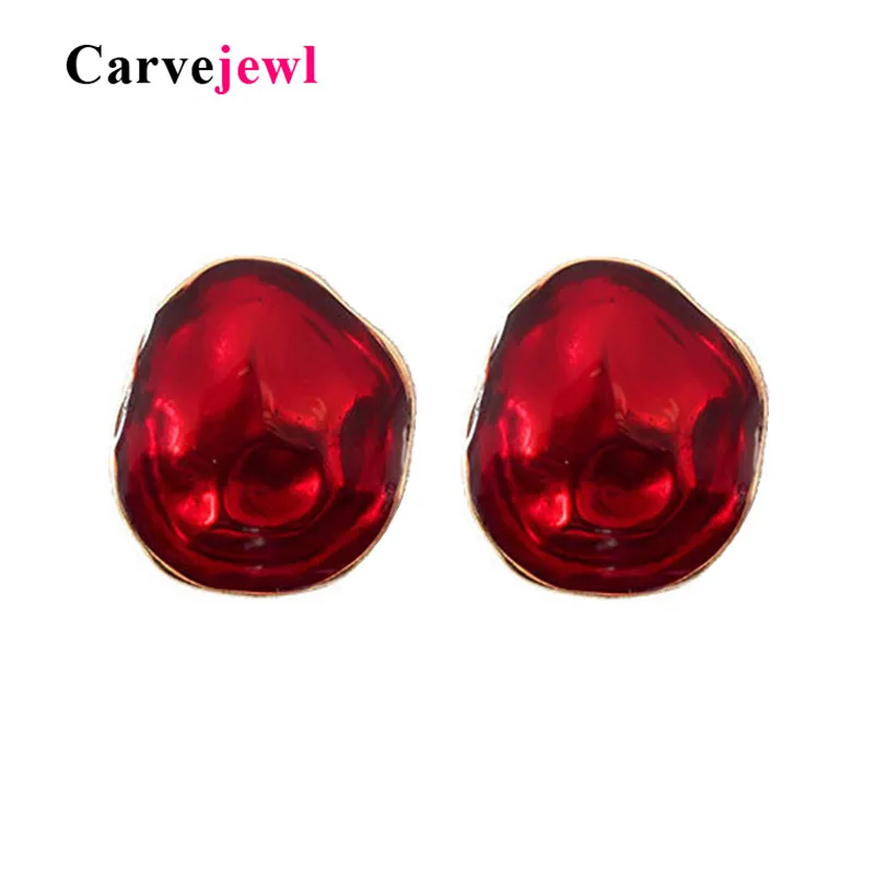 Серьги гвоздики Carvejewl с большой Прозрачной Эмалью ручная роспись для женщин