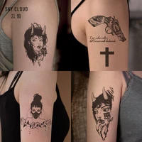12pcsheets dark gothic temporary tattoo stickers for men women waterproof personality art fake tattoo small flower arm tattoo