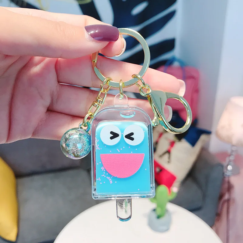 

Creative Ice Cream Popsicle Keychain Cute Acrylic Quicksand Toy Bag Car Pendant Fashion Gift Couple Fine Key Ring Accessories