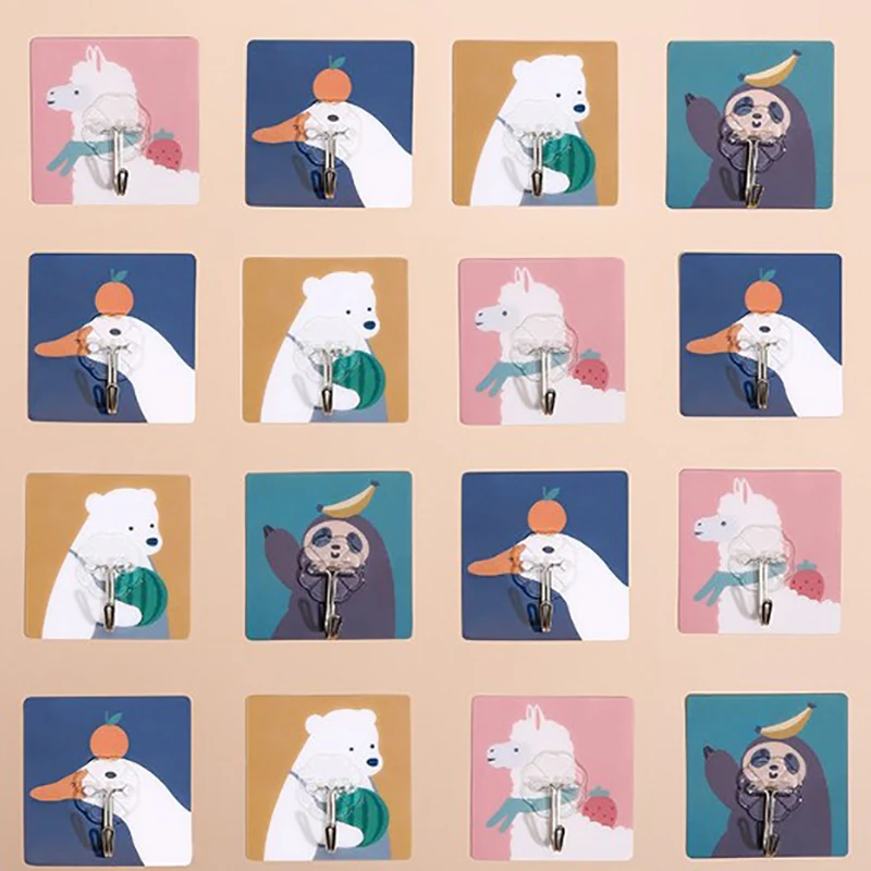 4 шт. бесшовная самоклеющаяся присоска с животным принтом настенный крючок для