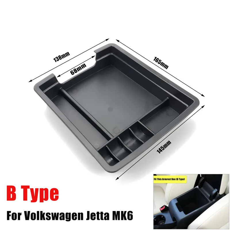 Для Volkswagen Jetta MK6 2012 2013- Автомобильная Центральная коробка для хранения подлокотник Переделанный автомобильный ящик для хранения перчаток 1 шт - Название цвета: B Style