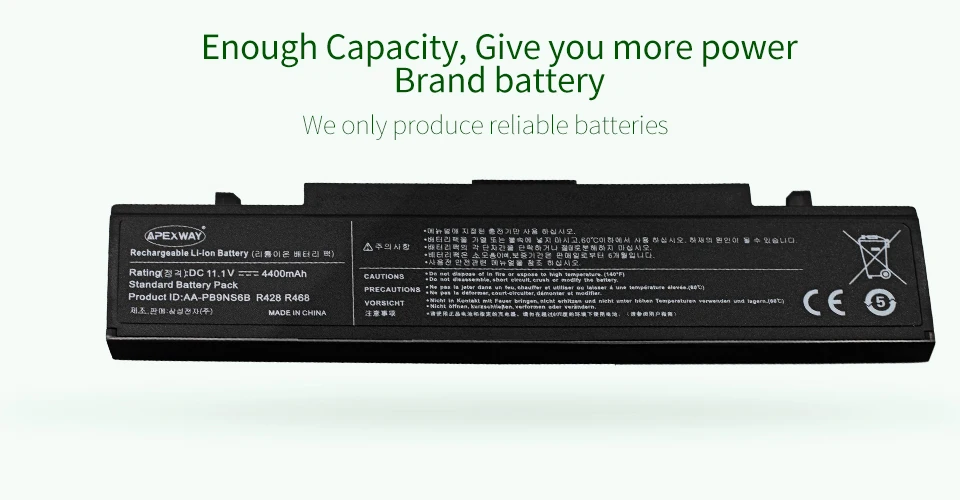 ApexWay Аккумулятор для ноутбука SamSung R428 AA-PB9NC6B AA-PB9NS6B AA-PB9NC6W AA-PL9NC6W R429 R468 NP300 NP350 RV410 RV509 R530 R580