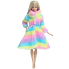 Один комплект, цветное мягкое меховое пальто с длинными рукавами, халат, теплое зимнее платье, повседневные аксессуары, Одежда для куклы Барби, игрушки сделай сам