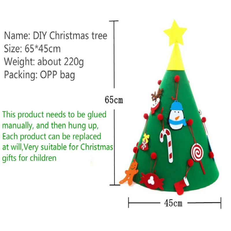 

2020 Christmas Handmade DIY Children Gift Felt Cloth Christmas Tree Merry Christmas Gift Home Decore Christmas Accessories