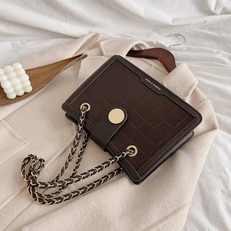 

Women Crossbody Bag Weave Flap Bags For Women 2021 Quality Leather Thick Chain Shoulder Messenger Bags Female Handbag And Purse