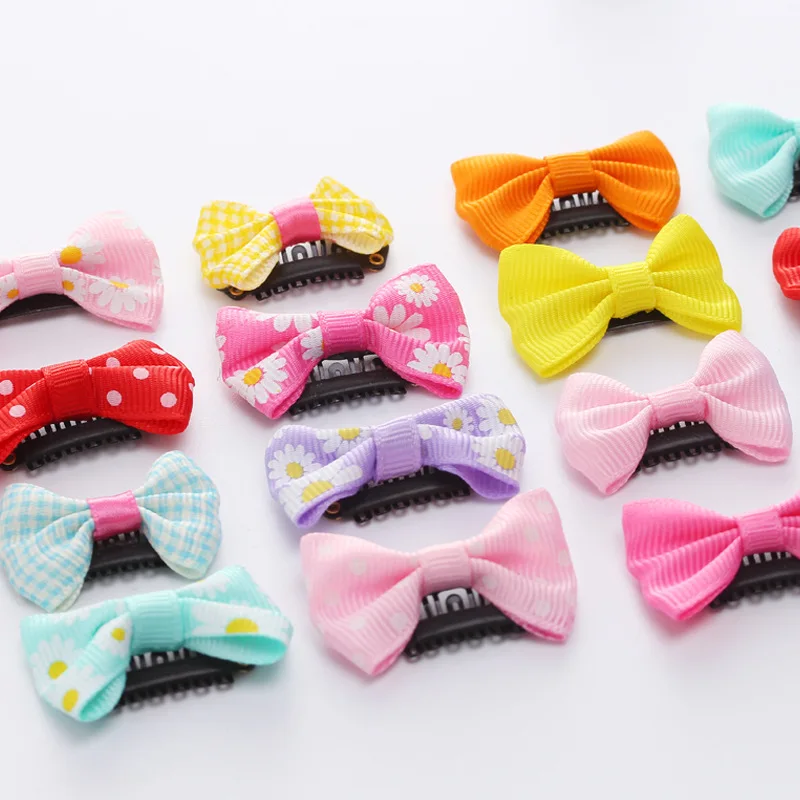 

12pcs/lot Candy color Baby Mini Small Bow Hair Clips Safety Hair pins barrettes for children girls Kids Hair Accessories