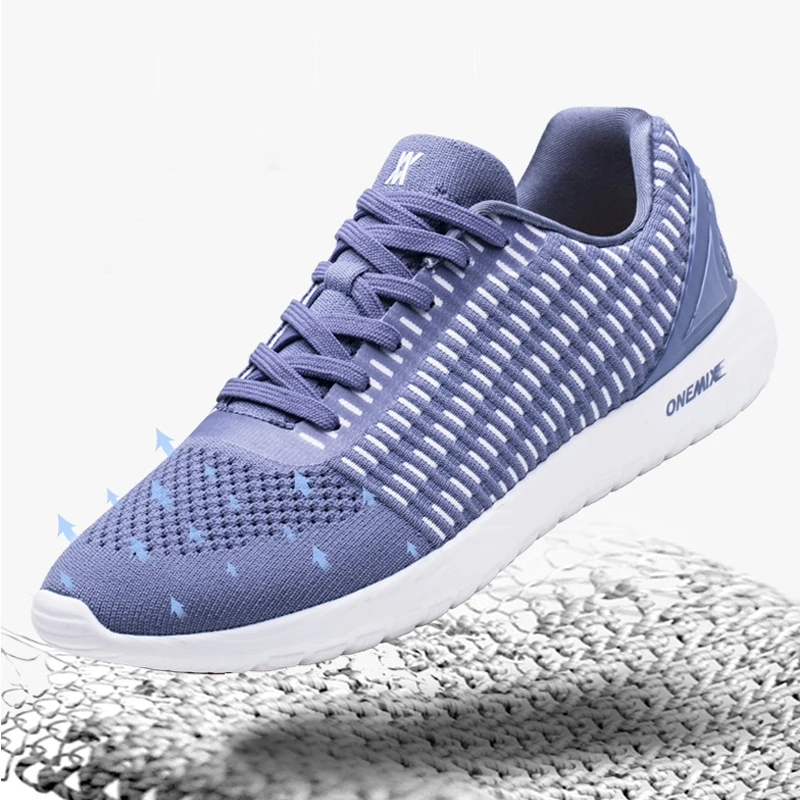 Кроссовки ONEMIX женские сетчатые дышащие трикотажные мягкие без шнуровки для