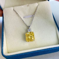 vintage 100 925 sterling silver created moissanite citrine gemstone pendent necklace fine jewelry wedding party gift for women