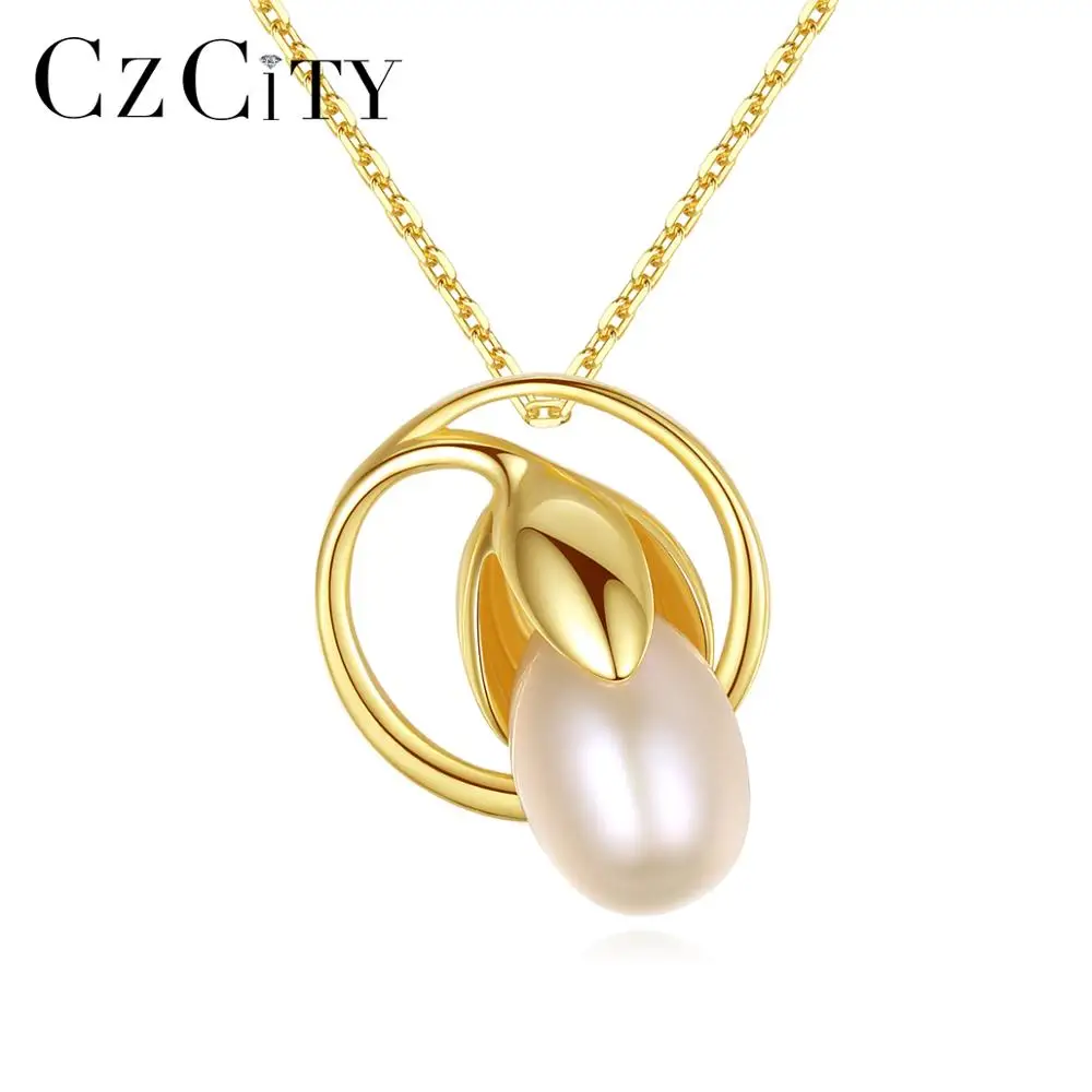 

CZCITY Seed Germination Pendant Necklace Freshwater Pearl 925 Sterling Silver Fine Jewelry for Women Birthday Christmas FN-0239