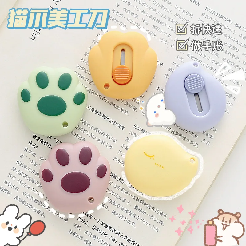 MOHAMM 1 PC Cute Cartoon Cat Claw Retractable Paper Cutter Utility  Knives Stationery for School Office Home