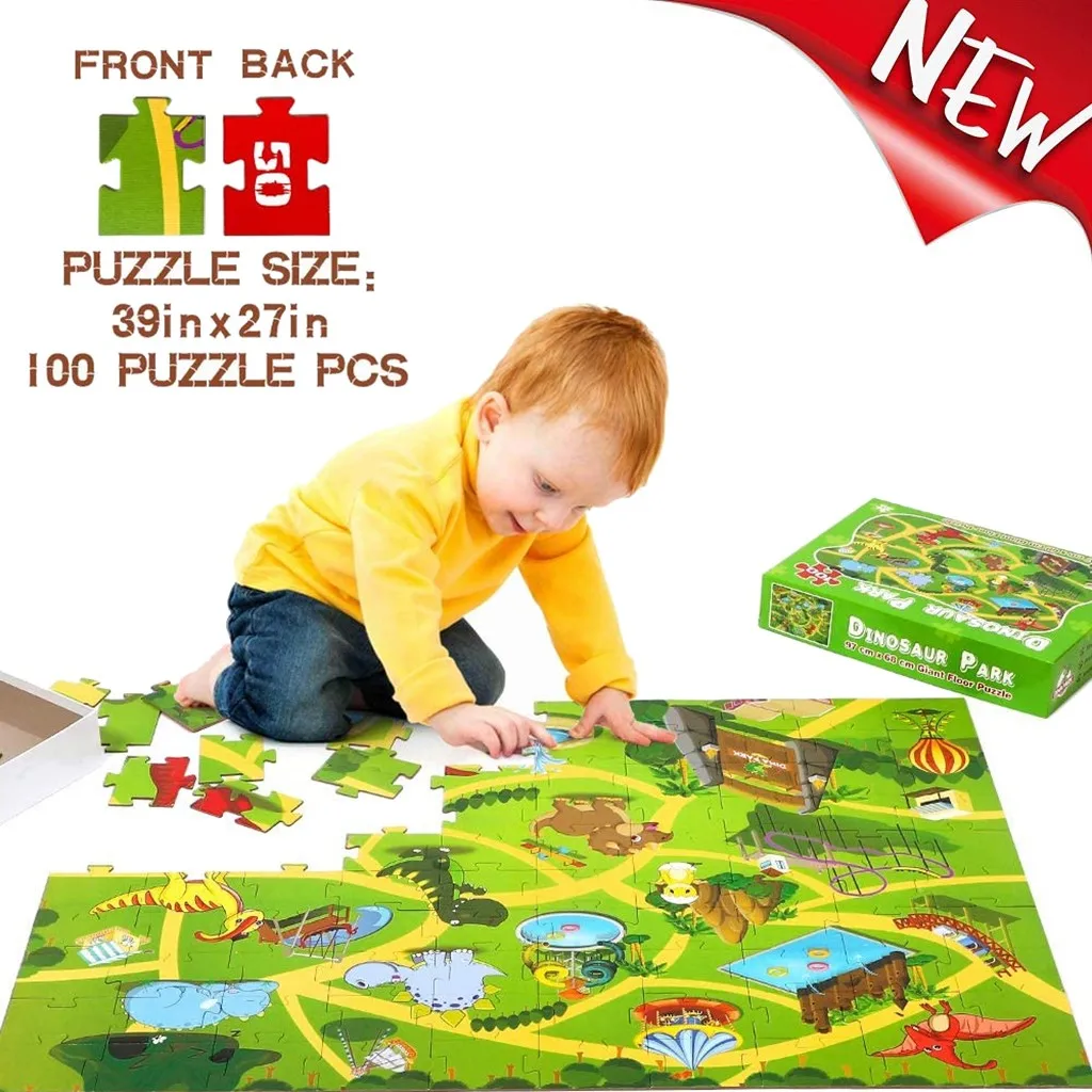 TELOTUNY DIY головоломки игра игрушка Возраст 3 12 Дети Пол головоломка 100 штук Динозавр