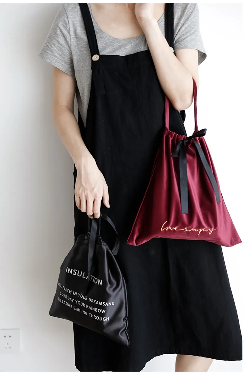 

Simple and elegant fashion velvet insulation Lunch Bag Home insulated lunch box Outdoor Shopping bag Travel Storage bag