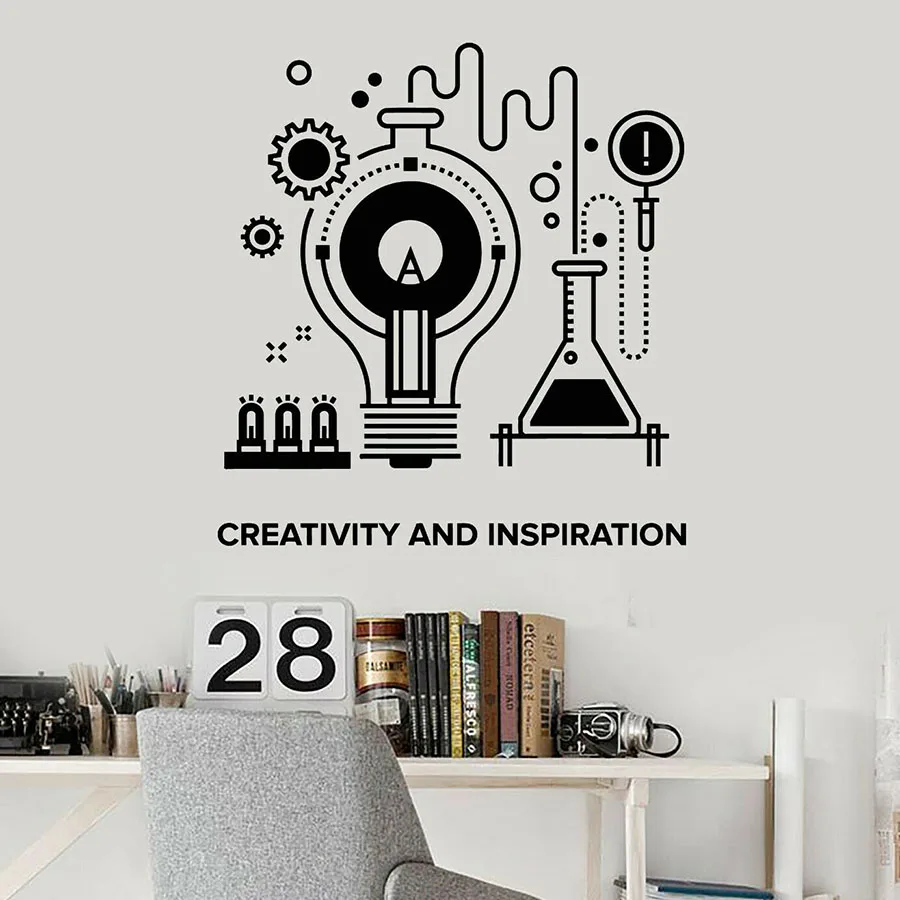

Chemistry Experiment Wall Decal Creativity Inspiration Lettering Vinyl Window Sticker School Classroom Study Interior Decor M334
