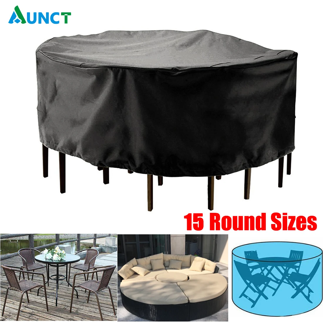 15 Sizes Outdoor Garden Furniture Cover Round Table Chair Set Waterproof Oxford Wicker Sofa Protect Patio Rain Snow Dust Covers images - 6