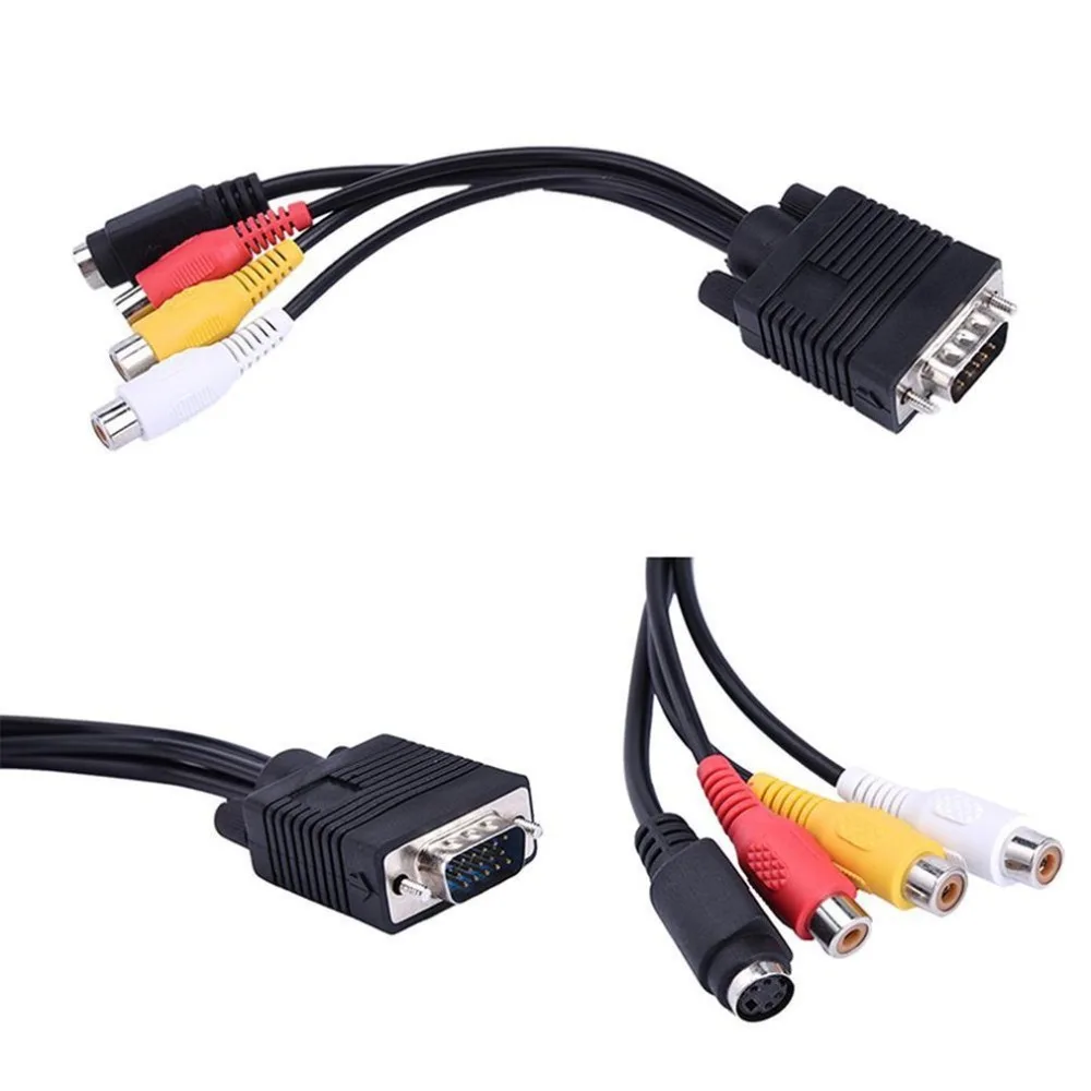 VGA SVGA к S Video 3 RCA композитный AV ТВ конвертер адаптер кабель шнур для ПК Стандартный