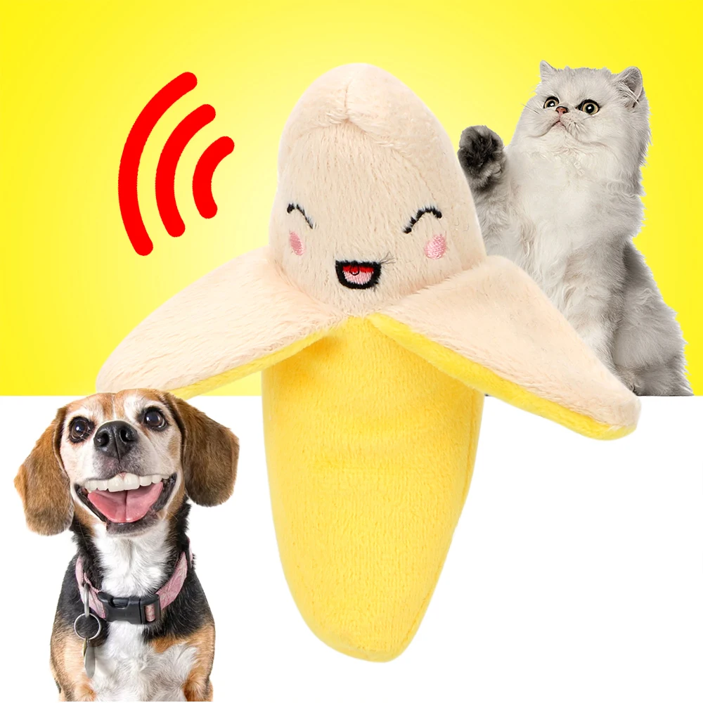 

Cute Dog Toys Puppy Pet Play Chew Toys Dogs Cats Pets Supplies Pet Products Banana Shape Plush Squeaky Sound Toy