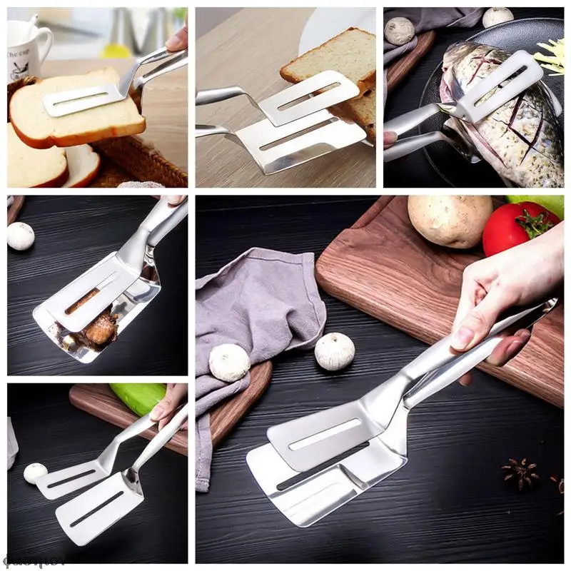 

Kitchen BBQ Bread Utensil Set Barbecue Tong Fried Steak Shovel Fried Fish Shovel Clamp Kitchen Bread Meat Clamp Stainless Steel