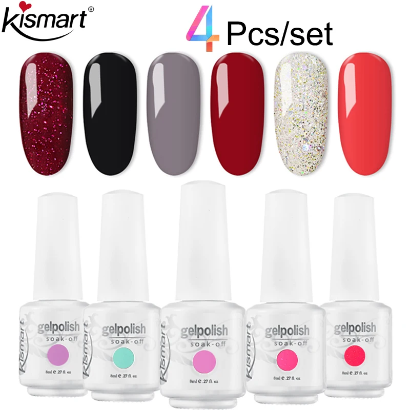 

4Pcs/set Long-lasting Gel Nail Polish 8ml Nude Pink Colors UV Gel Varnish For Manicure Nail Art Primer Semi Permanent Enamel