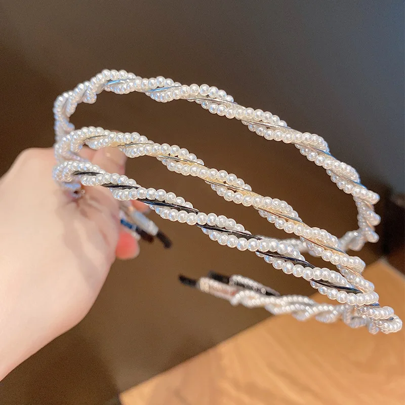 

1Pcs Fashion Headband Korean Style Nice Gift Simulation Pearls Hair Accessories for Women Girls Hair Hoop Wedding Headdress