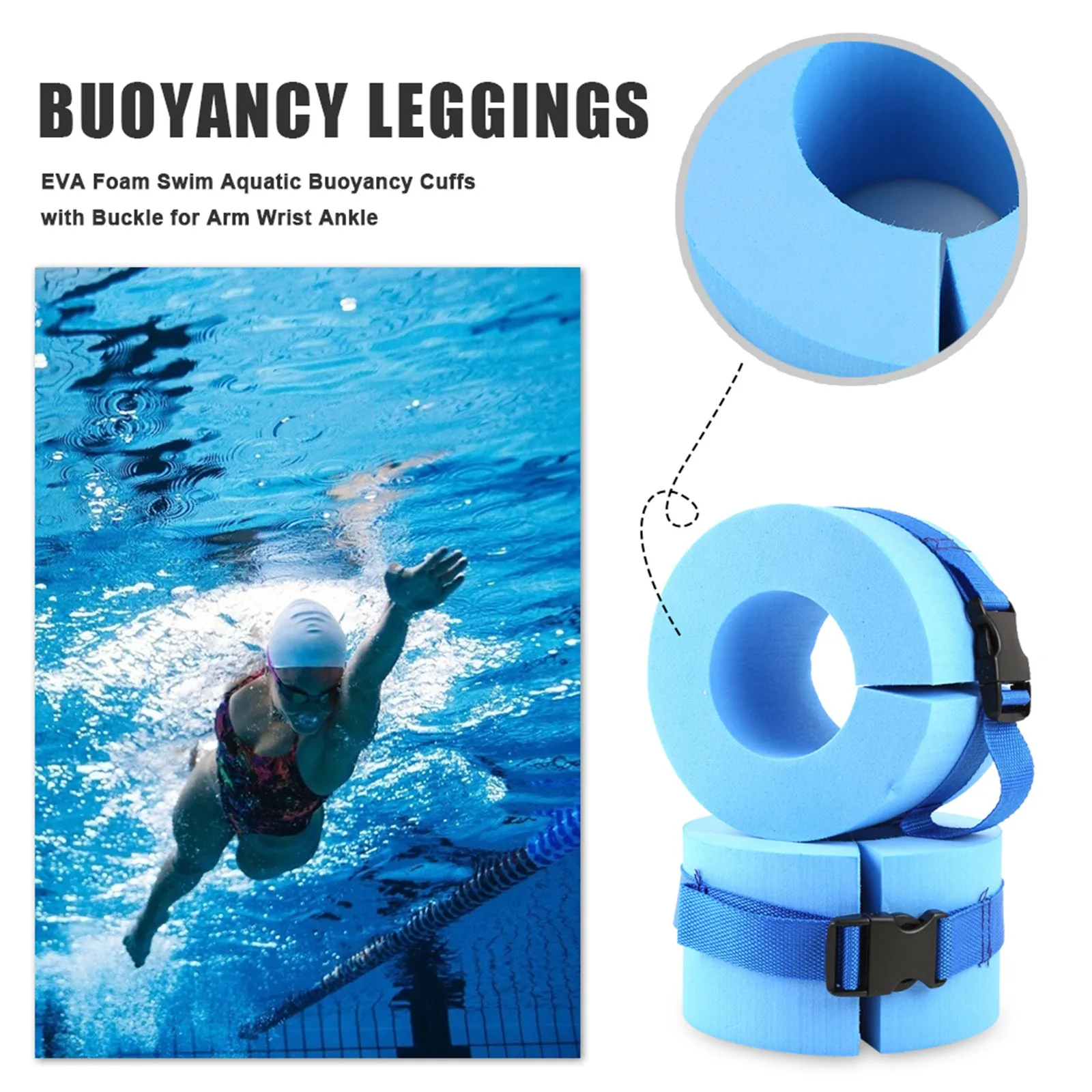 

2 Pieces Of Foam Cuff Swimming Leggings Arm Floating Ring Unisex Swimming Training Safety Life-saving Leggings Floating Ring