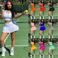 adogirl women tennis suit fashion sexy vest crop top shorts skirts two piece set slim tracksuit sporty team outfits customized