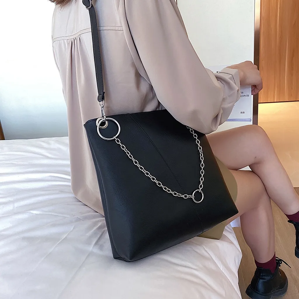 

Solid Color Large Capacity Leather Shoulder Bag Crossbody Bag For Women pu leather Shoulder Messenger Bag Lady Luxury Handbags