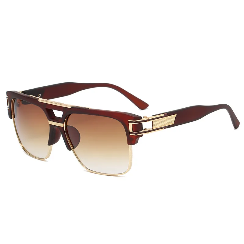 Мужские металлические солнцезащитные очки в большой квадратной оправе модные