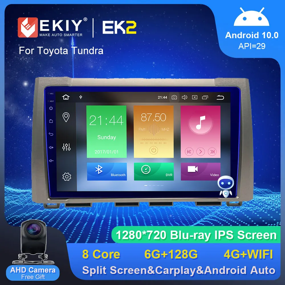 

EKIY EK2 Автомагнитола Android для Toyota Tundra Стерео GPS навигация Авторадио мультимедийный Carplay Авто Blu-Ray IPS BT No 2 Din DVD