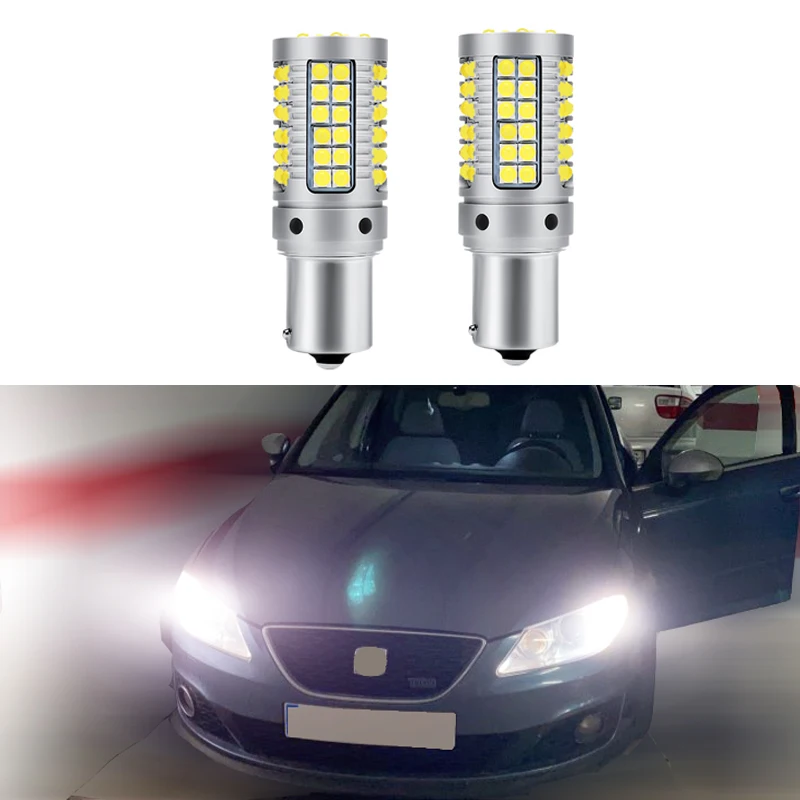 

2Pcs For White Canbus Error Free For Seat Leon 3 MK3 Alhambra 1156 P21W LED Bulb Driving Daytime Running DRL Reversing lights