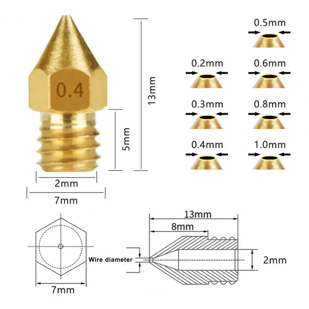 

24Pcs/Set MK8 Extruder Nozzle Heat-resistant Printer Tool Brass Creative 3D Printer Nozzle Printer Parts for Duplicator