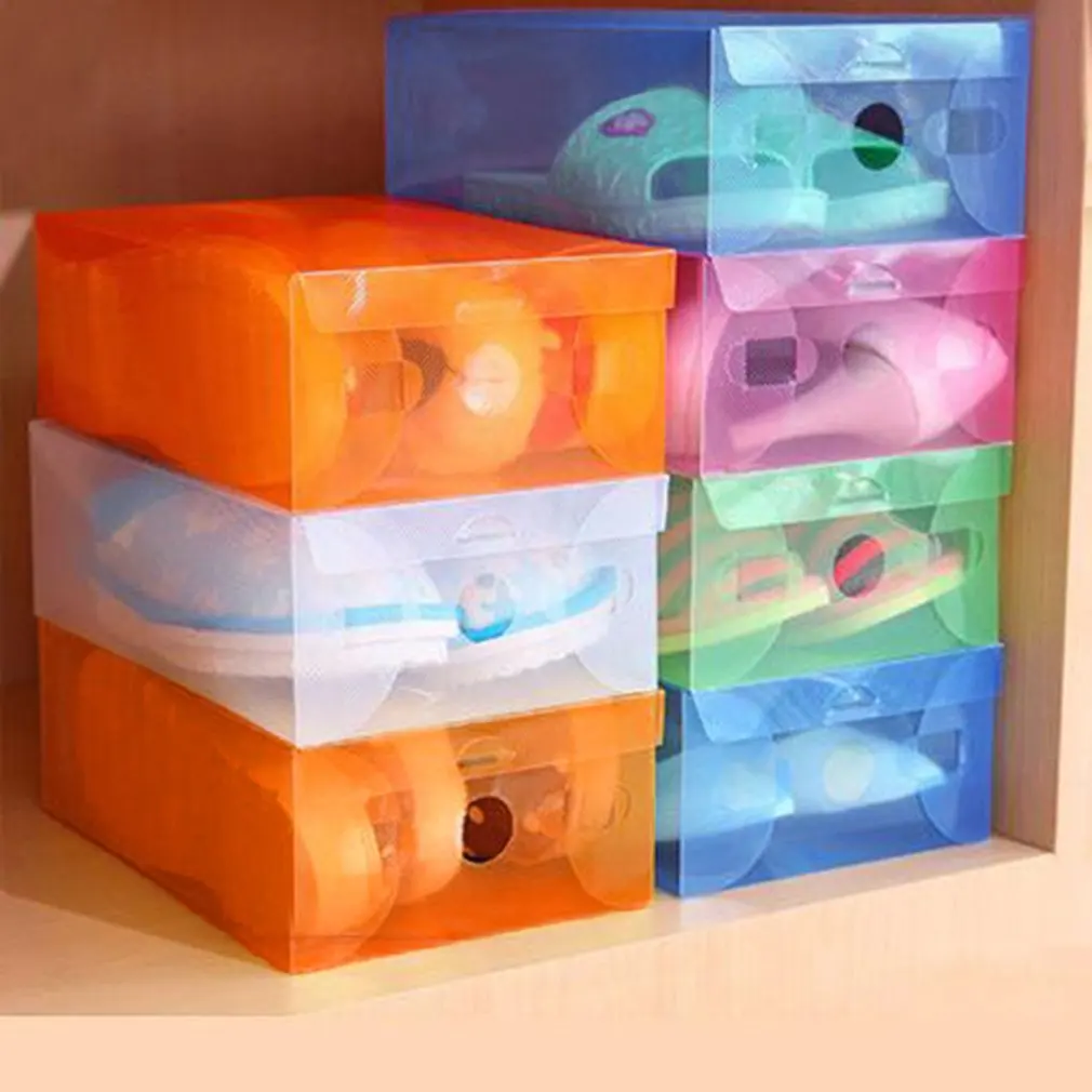 

Foldable Clear Shoes Box Thickened Drawer Case Plastic Shoe Boxes Stackable Box Shoe Organizer Shoebox storage Shoe rack 2020