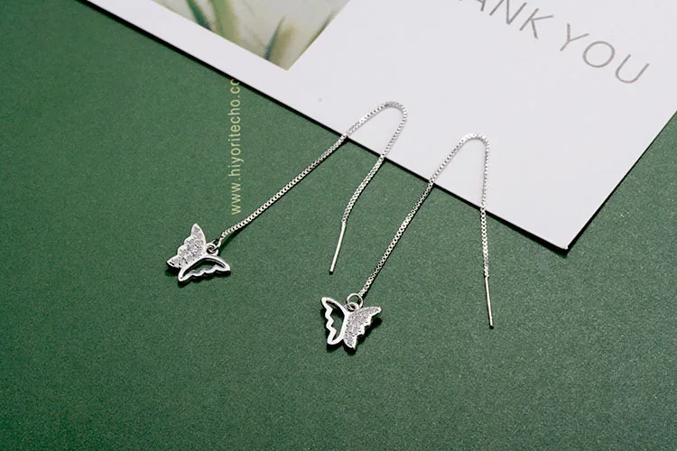 2019 Модные 100% 925 стерлингового серебра серьги гвоздики в виде маленькой бабочкой с