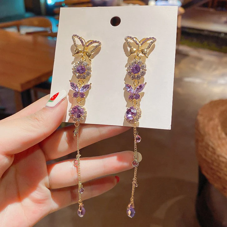 Новинка 2020 длинные висячие серьги золотого цвета с кристаллами для женщин