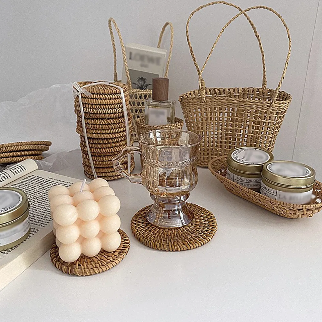 Подставка из ротанга ручной работы многофункциональный Теплоизоляционный