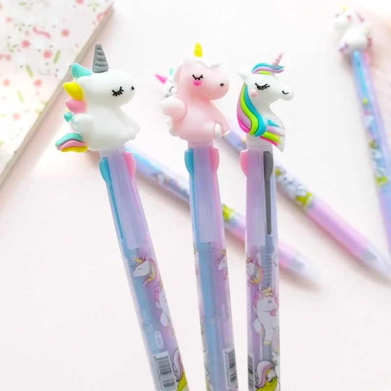 1 шт. мультяшный Единорог 3 в разноцветная шариковая ручка кавайная Радужная