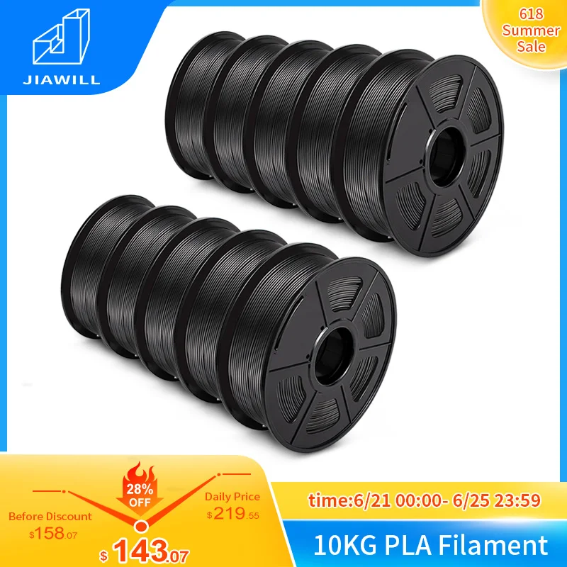 

PLA 3D Printing Filament 3D Printer Plastic For 3D Pen Filament PLA Plastic 1KG 1.75MM 10 Rolls/Set High Strength For Artwork