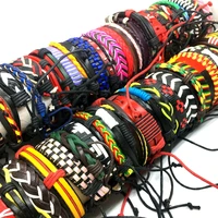 wholesale 3050100pcslot variety of styles men women cuff bracelets handmade leather fashion jewelry bangle party gifts
