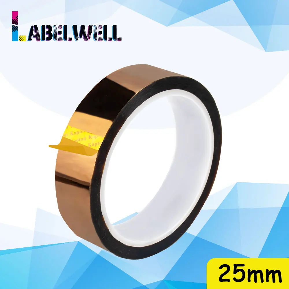 Labelwell Kapton лента ширина 25 мм полиимидная клейкая изоляционная длина 33 м