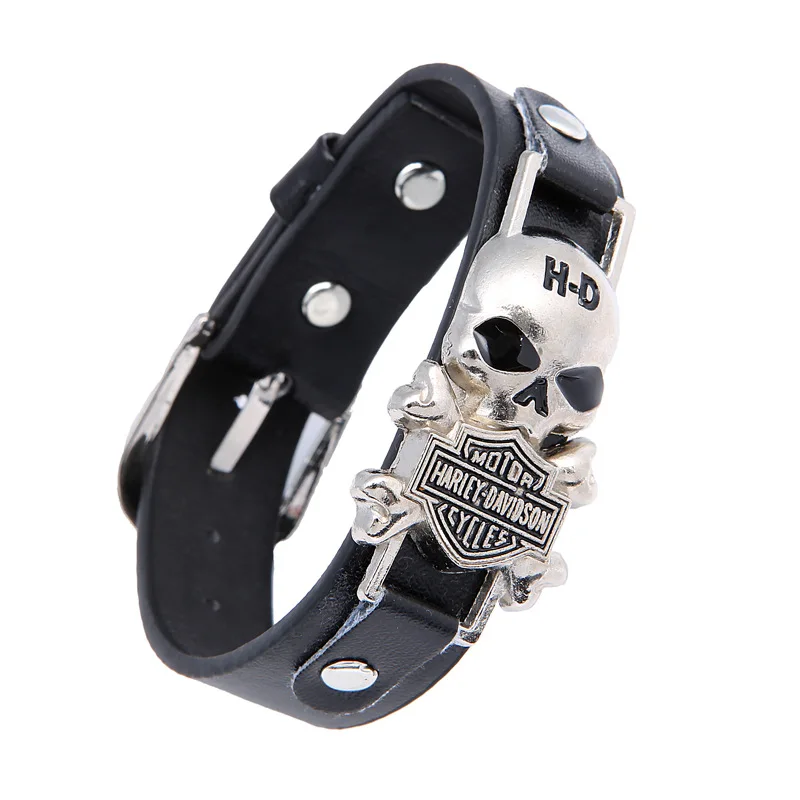 Браслет с черепом панк друзья мужские аксессуары ювелирный кожаный браслет для